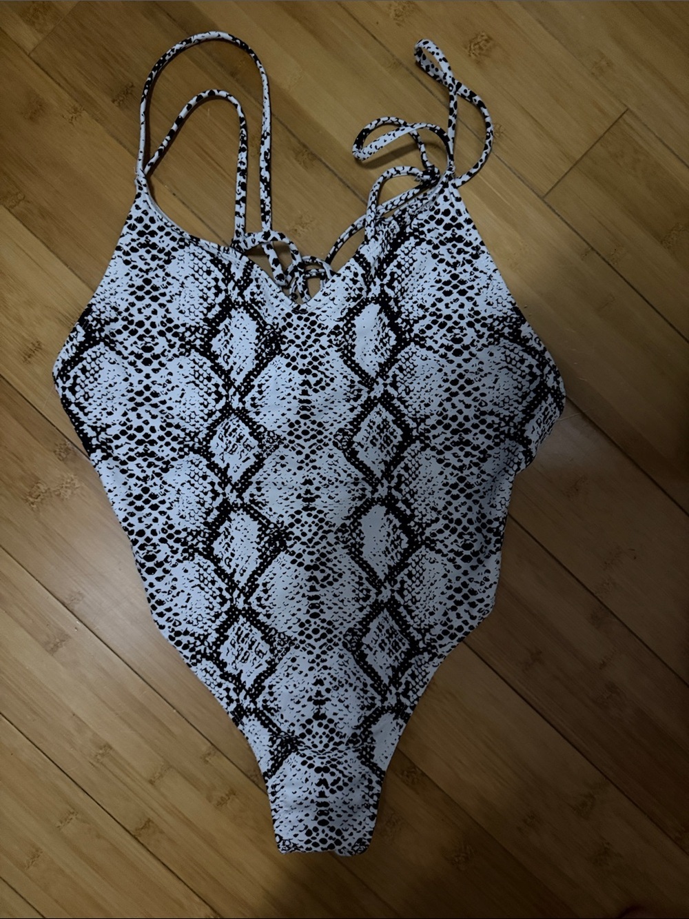 Kendall & Kylie Black and White Snake Print One-Piece Swimsuit